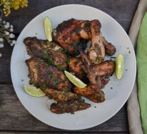 Grilled Jamaican jerk chicken with lime