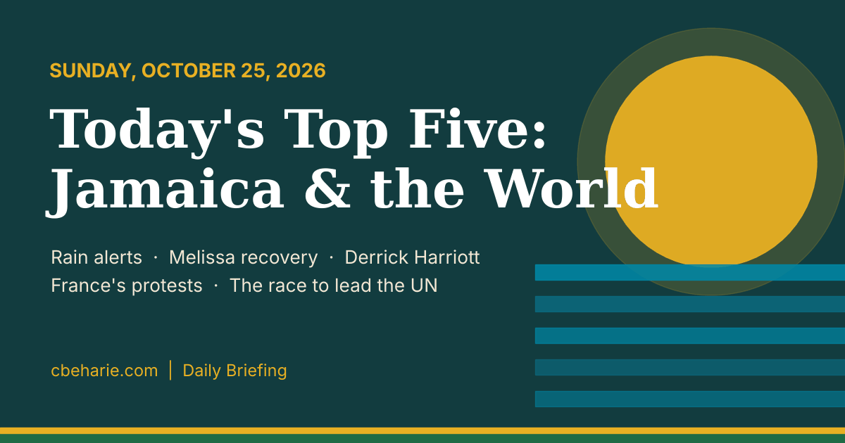 Read more about the article Today’s Top Five: Jamaica & the World, Oct. 25, 2026